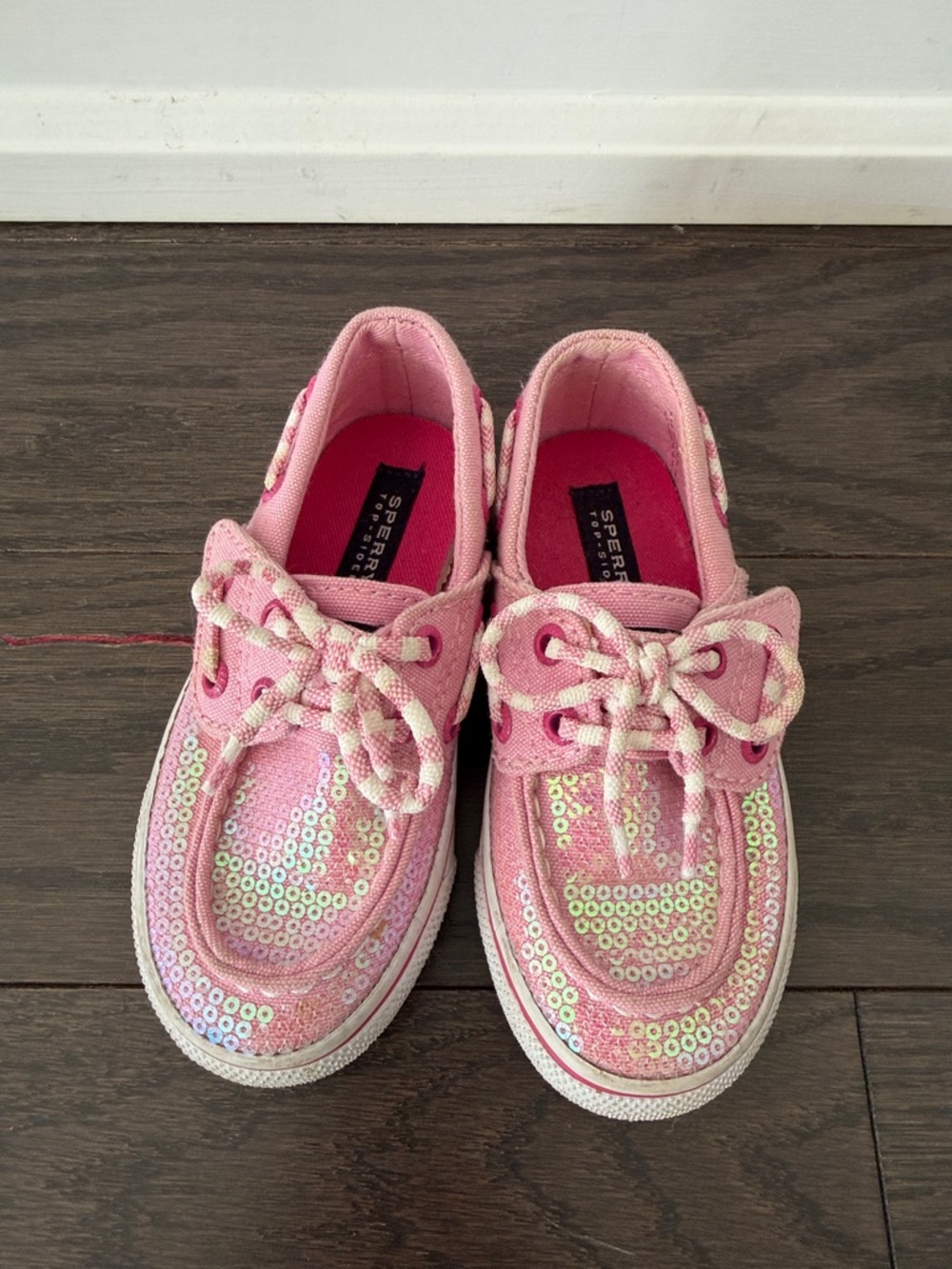 Sperry Topsider pink sequin boat shoe size 7